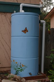 Painted Rainwater Harvesting Tank. Copyright Permasystems